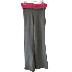 Zen Chi Flared Yoga Pants Size Large Gray & Pink High Waist